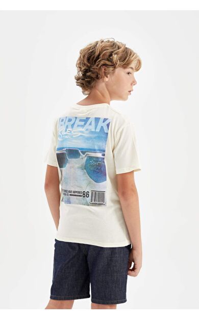 DeFactoFit Erkek Çocuk Bisiklet Yaka Baskılı Kısa Kollu Tişört C4663A824HSER91