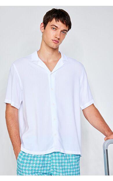 DeFacto Regular Fit Apaş Yaka Kısa Kollu Gömlek C4735AX24SMWT34