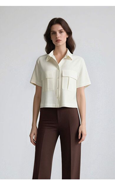 DeFacto Crop Cepli Tensel Kısa Kollu Gömlek C4784AX25SPER105