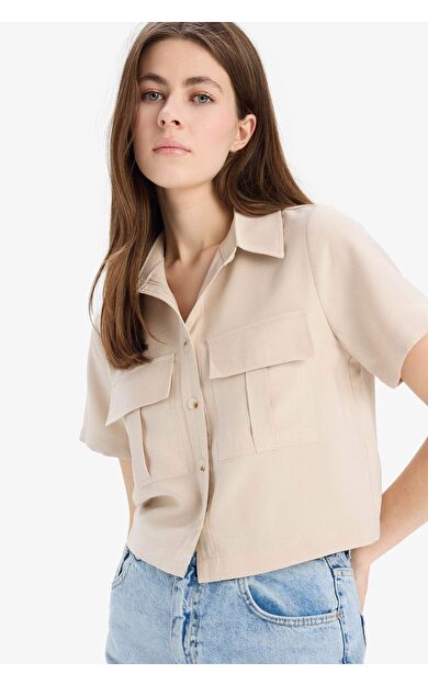 DeFacto Crop Cepli Tensel Kısa Kollu Gömlek C4784AX25SPER37