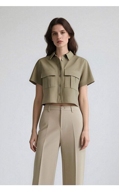 DeFacto Crop Cepli Tensel Kısa Kollu Gömlek C4784AX25SPKH271