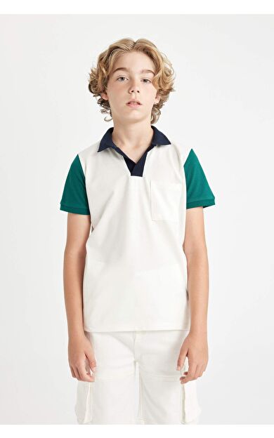 DeFacto DeFactoFit Erkek Çocuk Pike Kısa Kollu Polo Tişört C4906A824SMER105