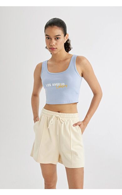DeFacto NBA Los Angeles Lakers Crop Bisiklet Yaka Ribana Atlet