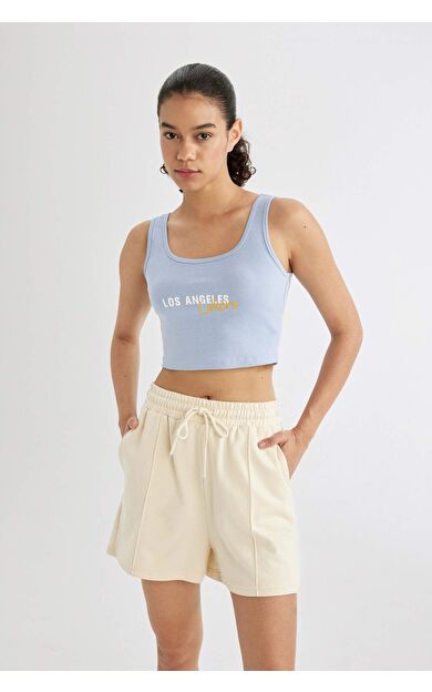 DeFacto NBA Los Angeles Lakers Crop Bisiklet Yaka Ribana Atlet