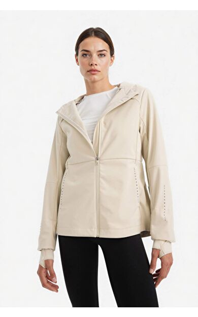 DeFacto DeFactoFit Su İtici Slim Fit Dar Kesim Kapüşonlu Fermuarlı Softshell Mont C4951AX25AUBG721