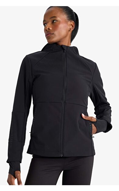DeFactoFit Su İtici Slim Fit Dar Kesim Kapüşonlu Fermuarlı Softshell Mont C4951AX25AUBK81
