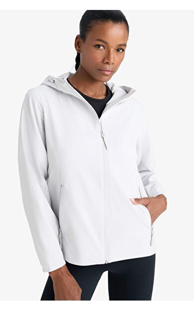 DeFactoFit Su İtici Regular Fit Kapüşonlu Fermuarlı İpek Kumaş Yağmurluk C4952AX25AUGR493