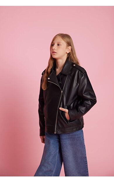 DeFacto Kız Çocuk Su İtici Ceket Yaka Mont C4976A825AUBK27