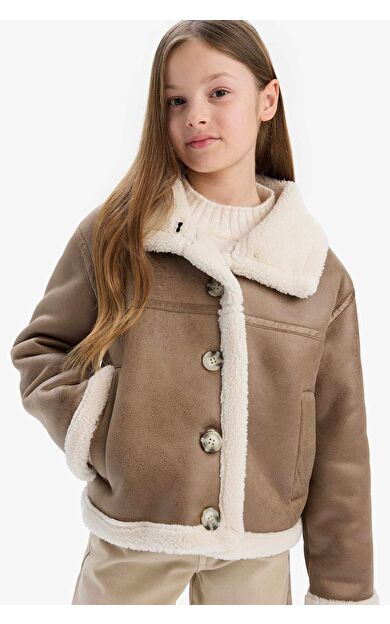 DeFacto Kız Çocuk Su İtici Büyük Yaka Pelüş Astar Mont C4979A825AUBN164