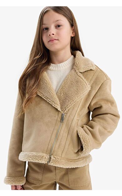 DeFacto Kız Çocuk Ceket Yaka Pelüş Astar Mont C4980A825AUBG65