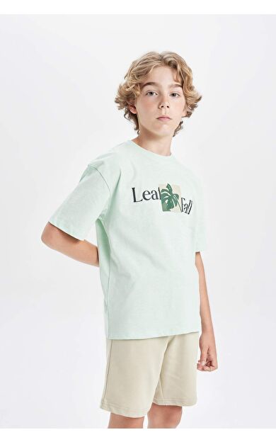 DeFactoFit Erkek Çocuk Oversize Fit Bisiklet Yaka Baskılı Kısa Kollu Tişört C5002A824HSTR201