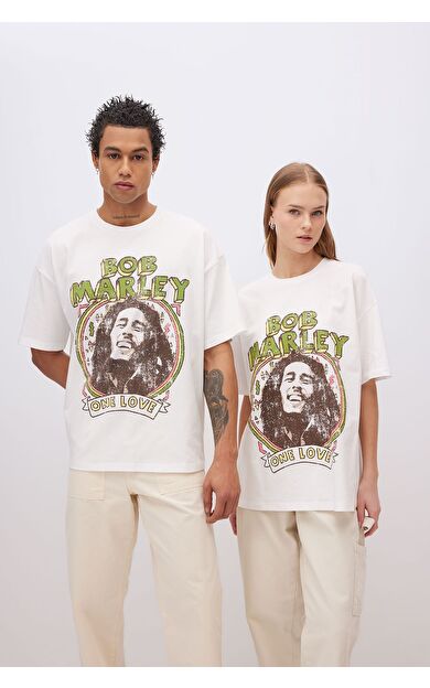 DeFacto Unisex Oversize Fit Sevgililer Günü Bisiklet Yaka Baskılı Kısa Kollu Tişört