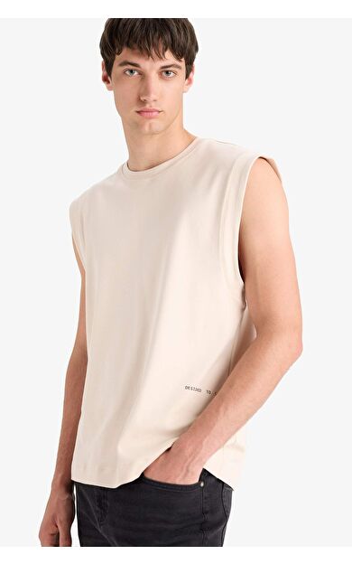 DeFacto %100 Pamuk Boxy Fit Baskılı Bisiklet Yaka Atlet C5040AX25HSBG702