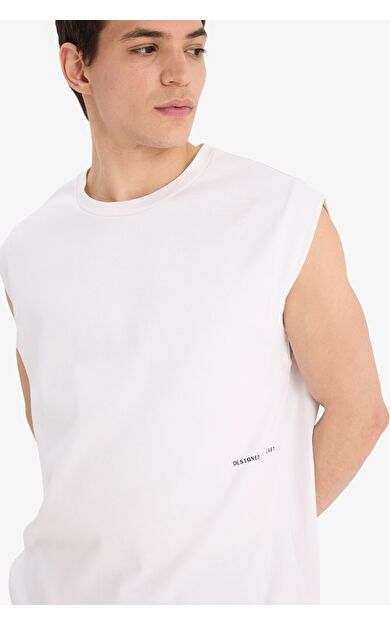 DeFacto %100 Pamuk Boxy Fit Baskılı Bisiklet Yaka Atlet C5040AX25HSWT34