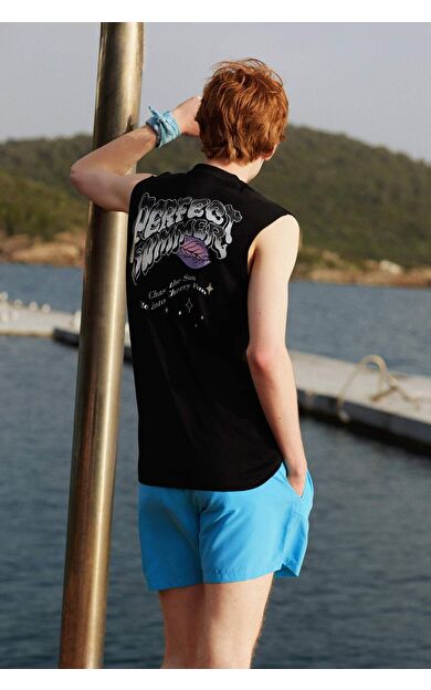 DeFactoFit Boxy Fit Baskılı Bisiklet Yaka Atlet C5048AX24HSBK81