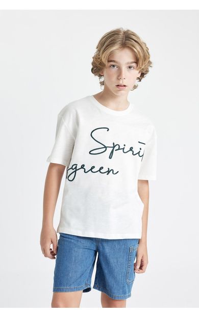 DeFacto DeFactoFit Erkek Çocuk Oversize Fit Bisiklet Yaka Nakışlı Kısa Kollu Tişört C5084A824HSWT32