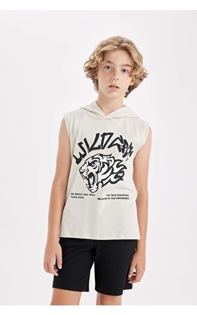 DeFactoFit Erkek Çocuk Baskılı Kapüşonlu Atlet C5104A824HSBG614