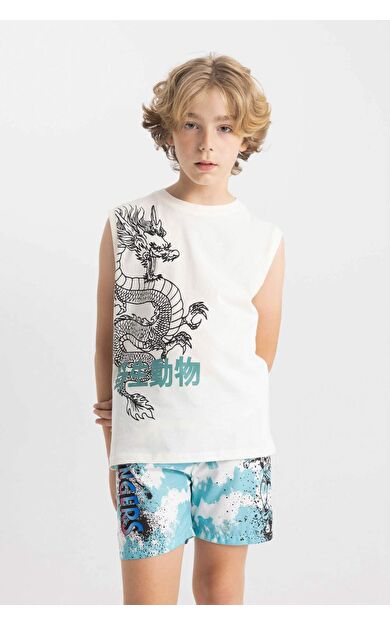 DeFactoFit Erkek Çocuk Bisiklet Yaka Baskılı Atlet C5109A824HSER118