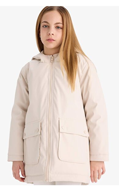 DeFacto Kız Çocuk Su İtici Kapüşonlu Fermuarlı Yağmurluk C5228A825AUBG776