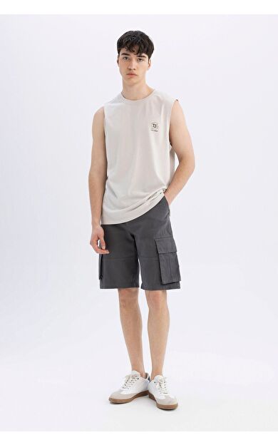 DeFacto DeFactoFit Relax Fit Düz Paça Gabardin Bermuda C5382AX24SMAR82