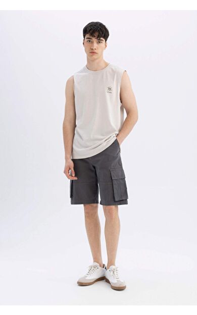 DeFacto DeFactoFit Relax Fit Düz Paça Gabardin Bermuda C5382AX24SMAR82