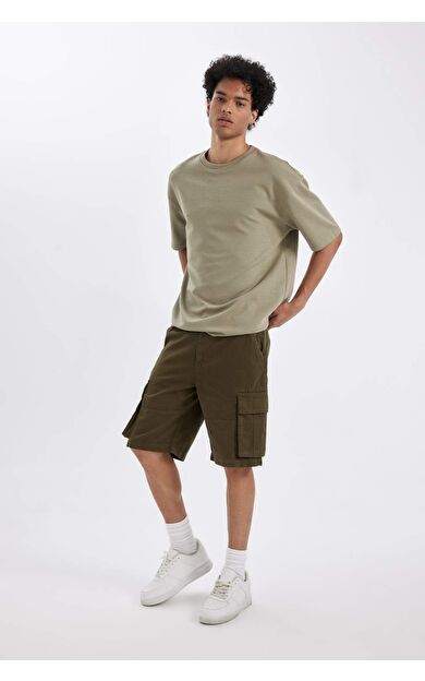 DeFactoFit Relax Fit Düz Paça Gabardin Bermuda C5382AX24SMKH341