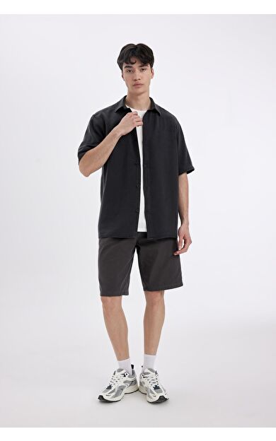 DeFacto DeFactoFit Regular Fit Düz Paça Gabardin Bermuda C5397AX24SMAR82