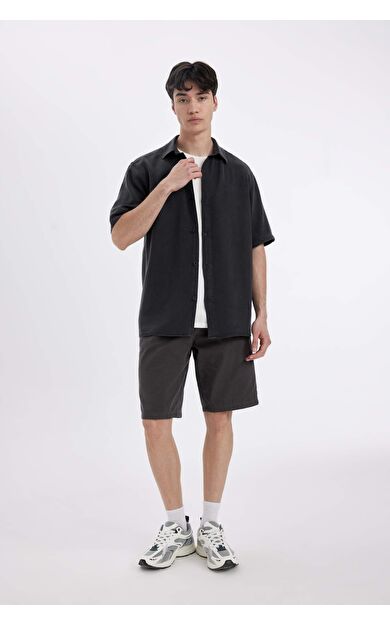 DeFacto DeFactoFit Regular Fit Düz Paça Gabardin Bermuda C5397AX24SMAR82