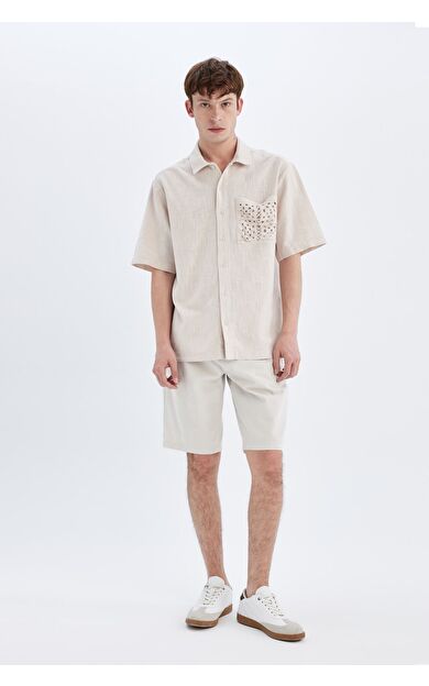 DeFacto DeFactoFit Regular Fit Düz Paça Gabardin Bermuda C5397AX24SMBG766