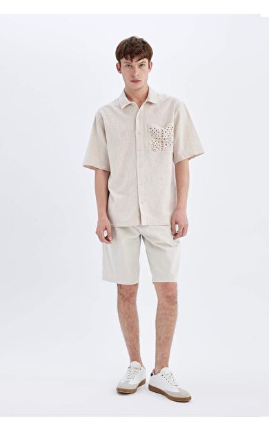 DeFacto DeFactoFit Regular Fit Düz Paça Gabardin Bermuda C5397AX24SMBG766