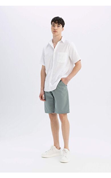 DeFactoFit Regular Fit Düz Paça Gabardin Bermuda C5397AX24SMGN1129