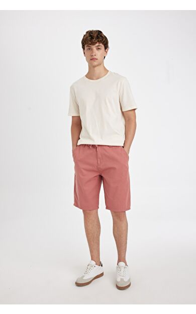 DeFacto Regular Fit Düz Paça Gabardin Bermuda C5397AX24SMOG350