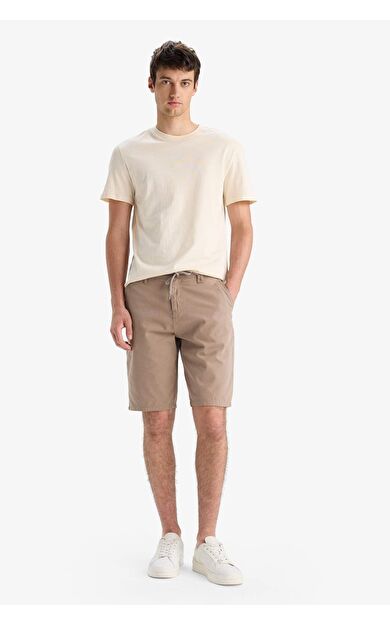 DeFacto Regular Fit Düz Paça Gabardin Bermuda C5397AX25SMBG73