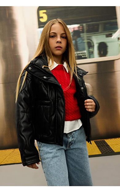 DeFacto Kız Çocuk Su İtici Fermuarlı Çıtçıt Kapamalı Cepli Mont