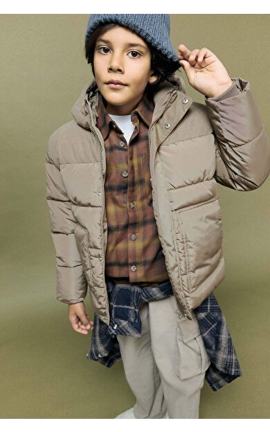 Erkek Çocuk Su İtici Kapüşonlu Mont