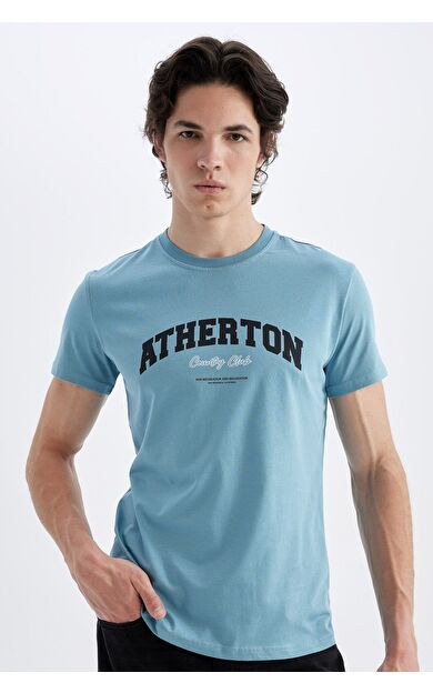 DeFacto DeFactoFit Slim Fit Bisiklet Yaka Baskılı Kısa Kollu Tişört C5674AX24HSBE532