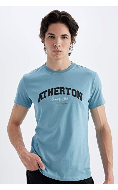 DeFactoFit Slim Fit Bisiklet Yaka Baskılı Kısa Kollu Tişört C5674AX24HSBE532