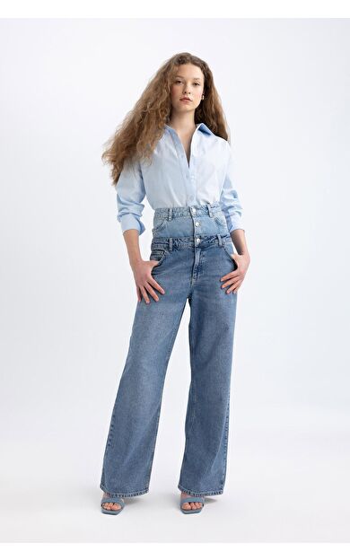 DeFacto Afra x 90's Wide Leg Yüksek Bel Uzun Jean Pantolon