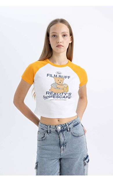 DeFactoFit Coool Fitted Bisiklet Yaka Baskılı Kısa Kollu Tişört C5720AX24SMOG71