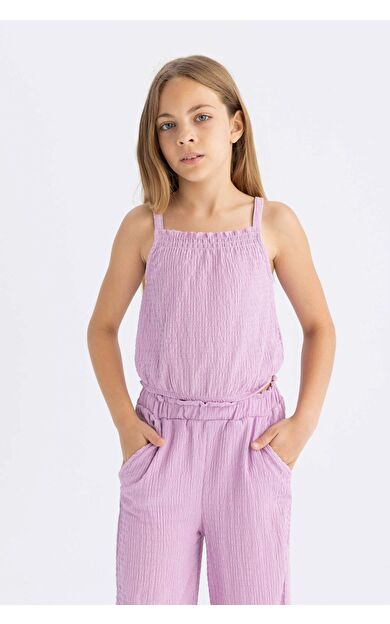 DeFactoFit Kız Çocuk Elastik Yaka Askılı Bluz C5729A824HSPR342