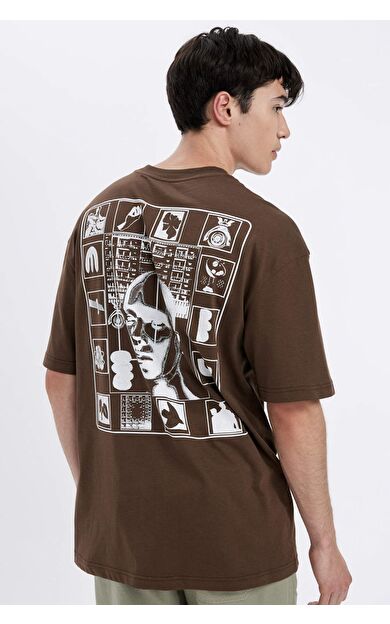 DeFactoFit Comfort Fit Bisiklet Yaka Sırt Baskılı Kısa Kollu Tişört C5753AX24HSBN574