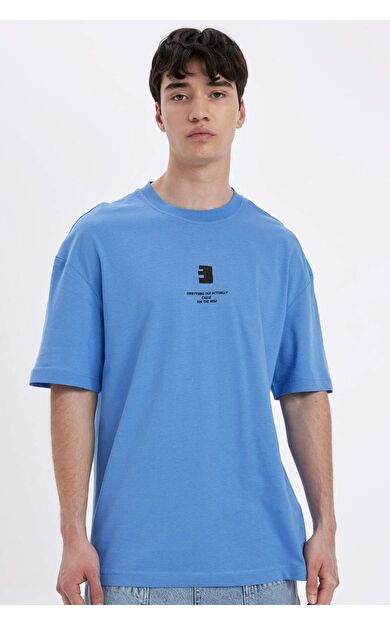 DeFactoFit Comfort Fit Bisiklet Yaka Baskılı Tişört C5755AX24HSBE419