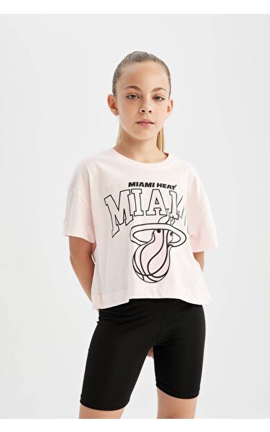 DeFactoFit Kız Çocuk NBA Miami Heat Kısa Kollu Tişört