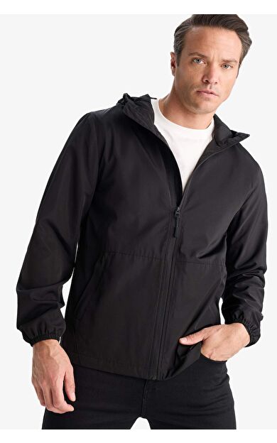 DeFacto Su İtici Slim Fit Dar Kesim Kapüşonlu Fermuarlı Mont C5821AX25AUBK27