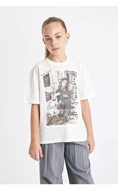 DeFacto DeFactoFit Kız Çocuk Harry Potter Oversize Fit Kısa Kollu Tişört