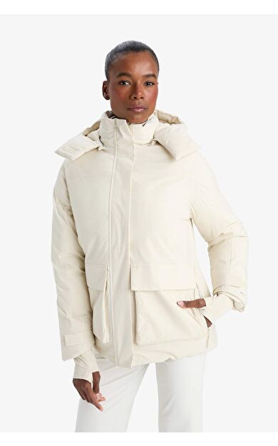 DeFactoFit Su İtici Regular Fit Kapüşonlu Fermuarlı Cepli Kışlık Mont