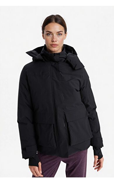 DeFactoFit Su İtici Regular Fit Kapüşonlu Fermuarlı Cepli Kışlık Mont