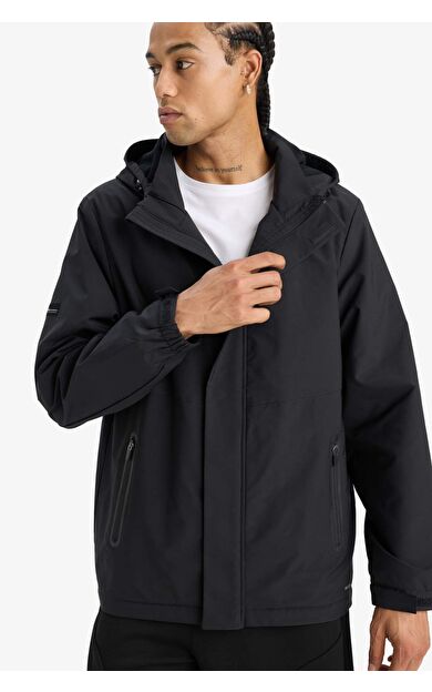 DeFacto DeFactoFit Su İtici Regular Fit Kapüşonlu Fermuarlı Yağmurluk