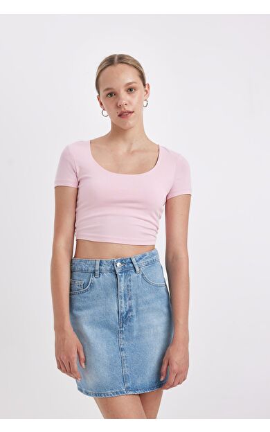 DeFacto DeFactoFit Fitted U Yaka Kısa Kollu Tişört C6102AX24SMPN171