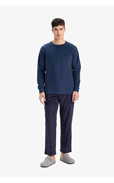 Pijama Takımı Polar Uzun Kollu Üst Kareli Uzun Alt C6117AX25WNNV135